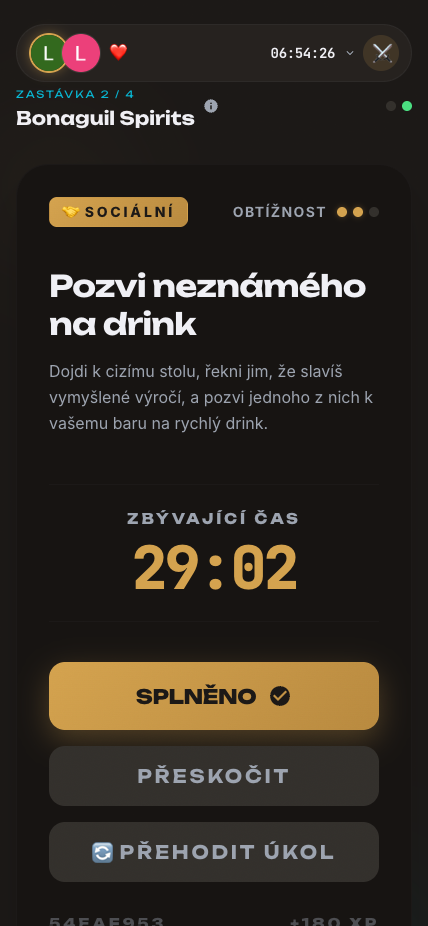 DrinksUp — úkol na baru během hry